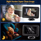 Car baby monitor with night vision camera, showing infant views in lit and dark scenes