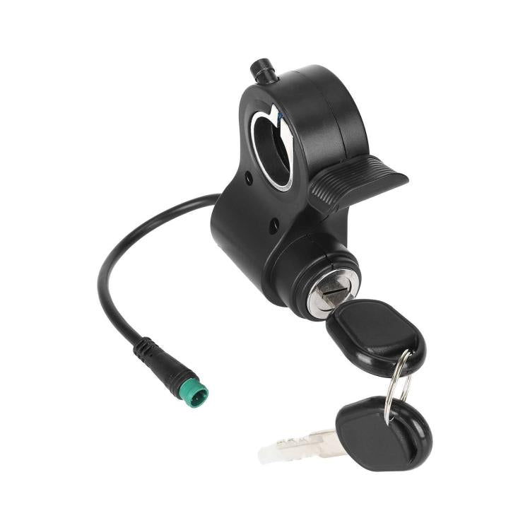 Ignition key switch lock cylinder with key, keys, and black cable