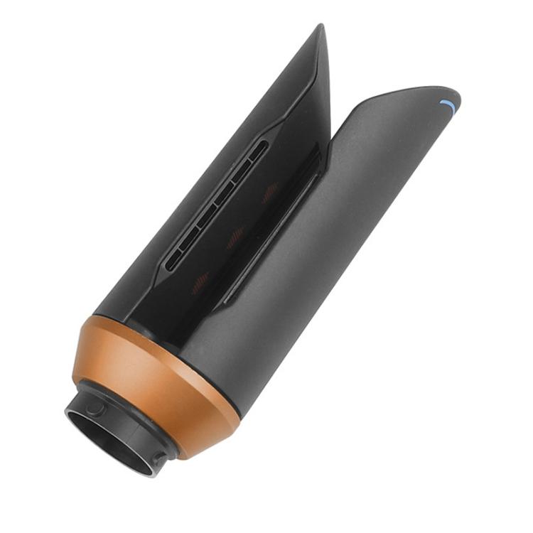 Straightening nozzle attachment angled view with orange ring on gray body