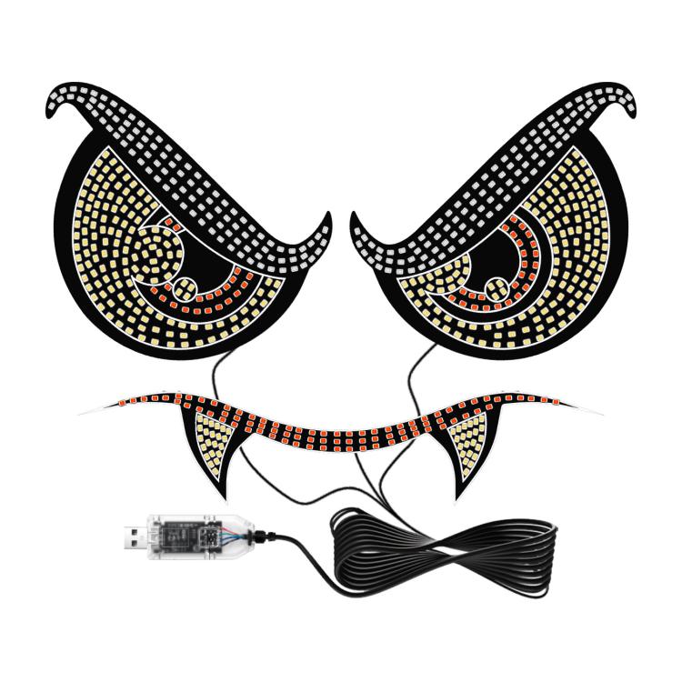 LED demon eye car ambient light set with U-shaped light strips and control wiring