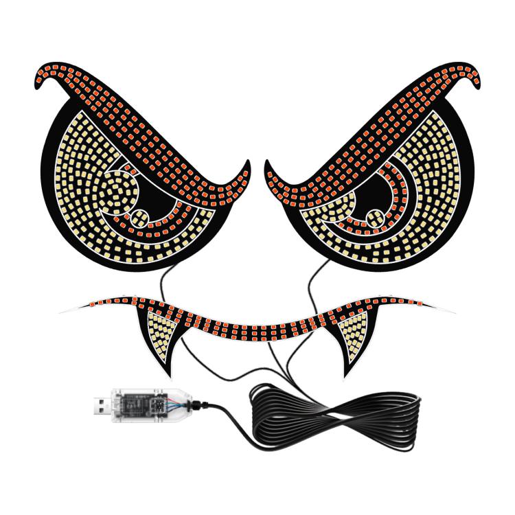 LED demon eye car ambient light set with glowing eye-ring pattern and connector cable