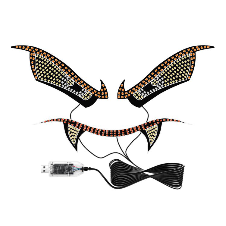 LED demon eye car ambient light set with orange-yellow LED border and eye-ring motifs