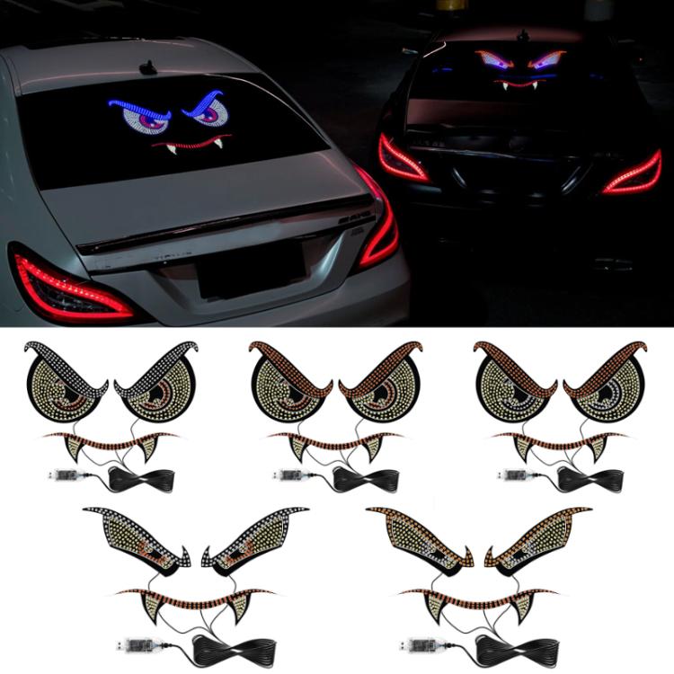 LED demon eye car ambient lights installed on car, with wiring and control modules shown