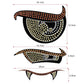 Curved LED demon eye light strips with size diagram and measurement markings