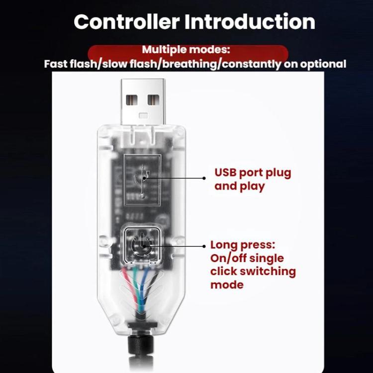 USB LED controller with flash and breathing modes for demon eye ambient lights