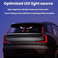 Car rear LED light bar with demon-eye and smile graphic in red and blue