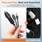 Coiled 3-in-1 Type-C to DC car charger cable with USB Type-C and DC connector ends