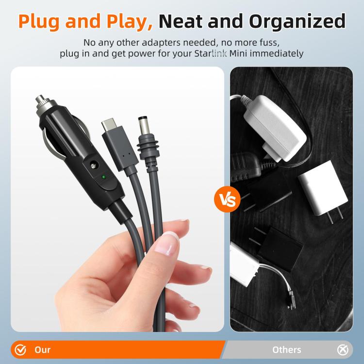 Coiled 3-in-1 Type-C to DC car charger cable with USB Type-C and DC connector ends