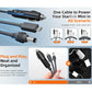3-in-1 car power cable with Type-C plug, USB connector, and DC barrel adapter end