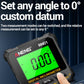 ANENG RN01 digital inclinometer close-up with large green LCD and side buttons