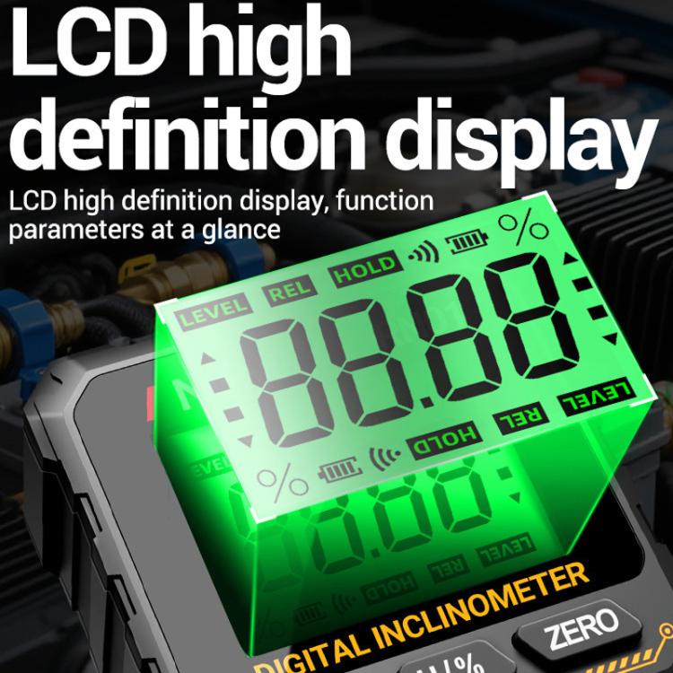 ANENG RN01 high-definition green LCD display on digital inclinometer faceplate