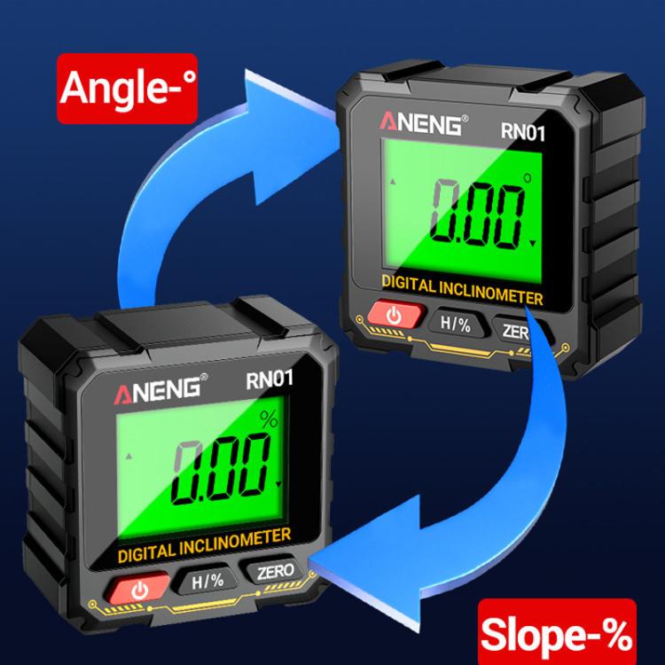 ANENG RN01 digital inclinometer with green LCD and magnetic housing for slope angle use