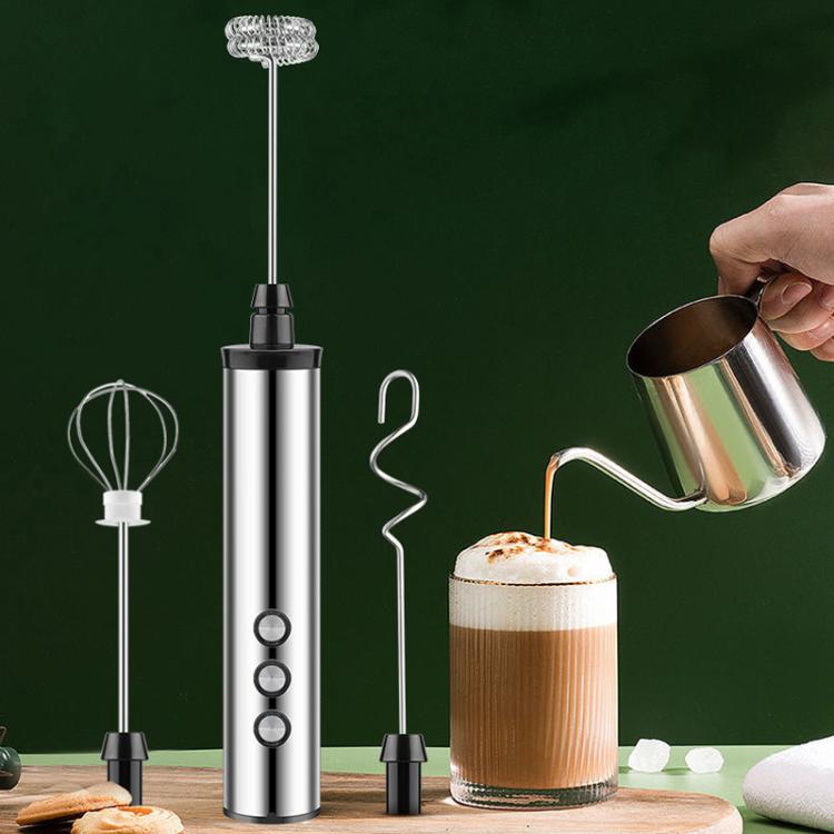 Stainless steel handheld electric egg beater with detachable mixing whisk heads