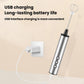 Rechargeable electric milk frother with USB charging cable, stainless steel handle