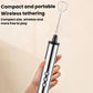 Portable wireless handheld milk frother in hand, stainless steel casing