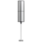 Electric milk frother stick with whisk head, brushed metal finish and black base.