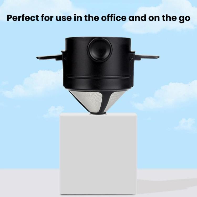 Portable Paperless Coffee Filter Cup Coffee Drip Filter Cone, White, Black, Black With Base, White With Base