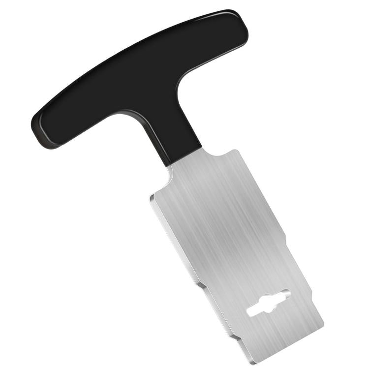 Pool plug removal tool with black handle and silver metal head