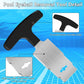 Pool plug removal tool with comfort-grip black handle and silver threaded head