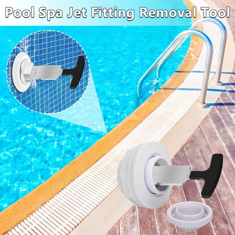 Pool spa jet fitting removal tool with black handle and silver metal head