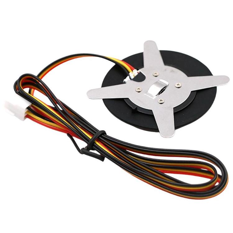 Car engine start-stop button with black base, star terminals, and wire leads