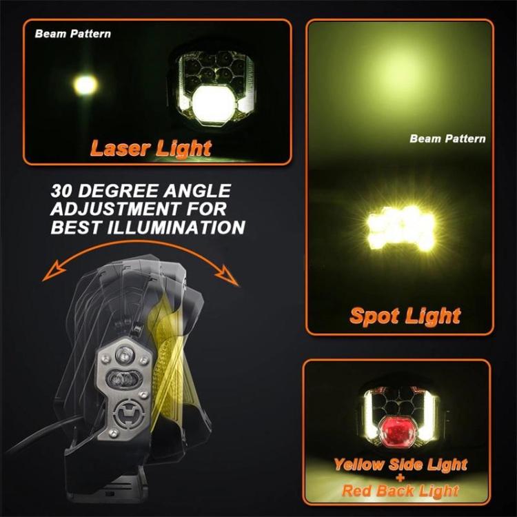 LED headlight spotlight beam pattern diagram with amber projector lens.