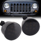 Two amber LED grille turn signal lights with dot pattern lens and black round housings