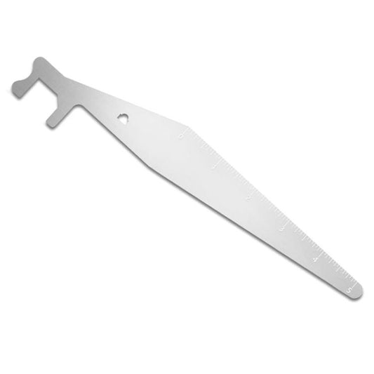 Silver door gap crowbar lever with hook end and ruler markings