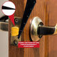 Door gap crowbar lever with measurement markings on wooden door