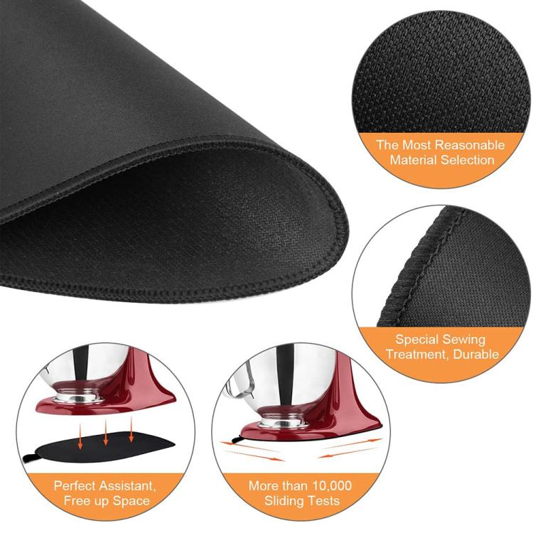 Black rubber non-slip mat with textured surface and reinforced stitched border