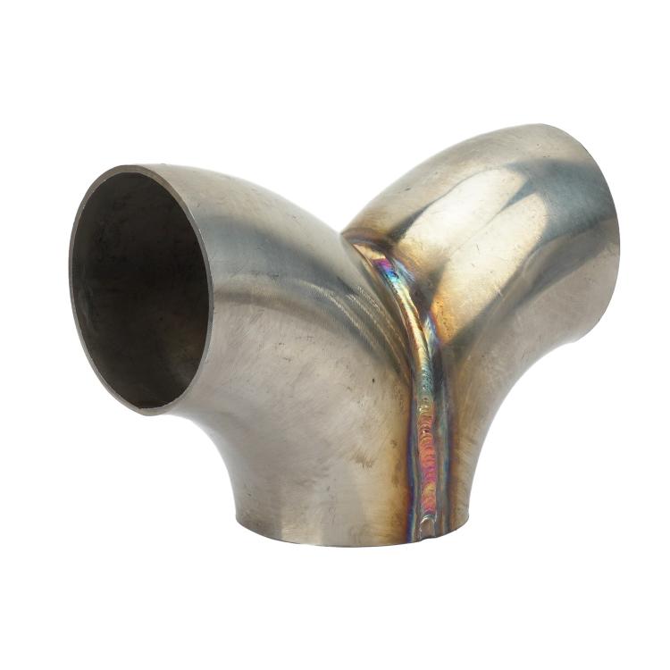 Stainless steel Y-type three-way exhaust pipe connector with two outlet branches