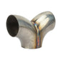 Polished stainless steel Y-type three-way exhaust connector, dual outlet ends