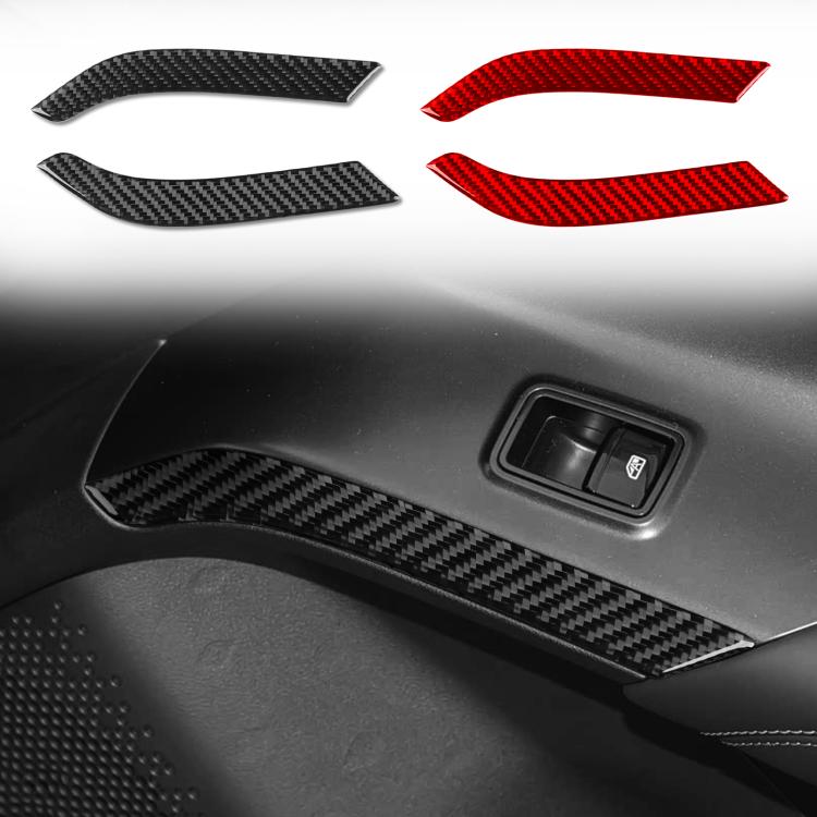 Carbon-fiber look rear door lifting side strips in black and red