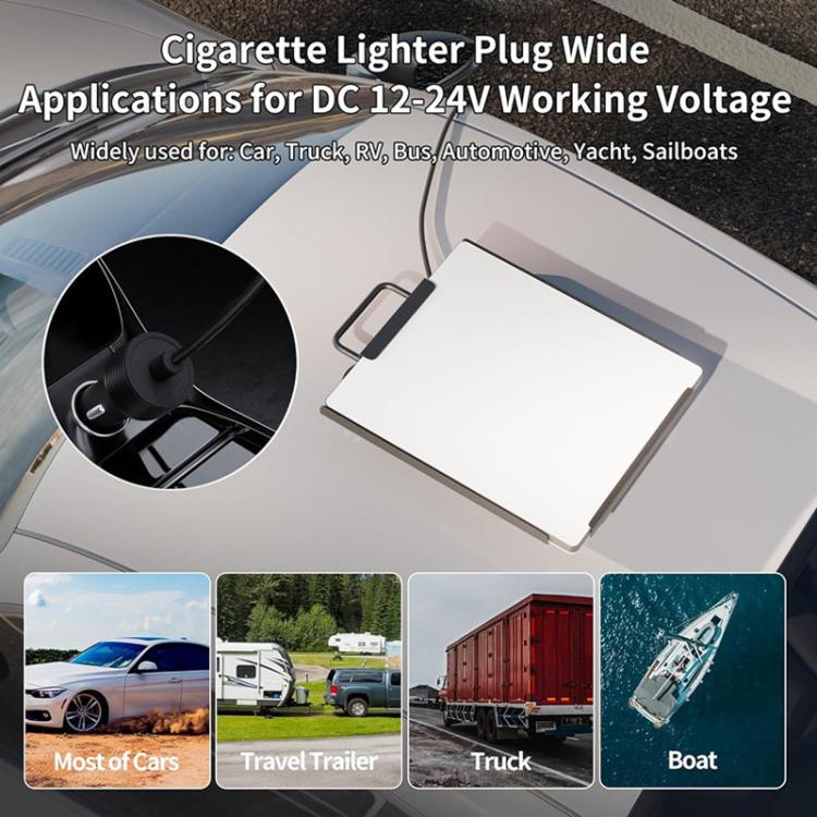 Cigarette lighter plug power converter adapter installed on car dashboard