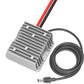 DC voltage booster heatsink with attached red and black input cables