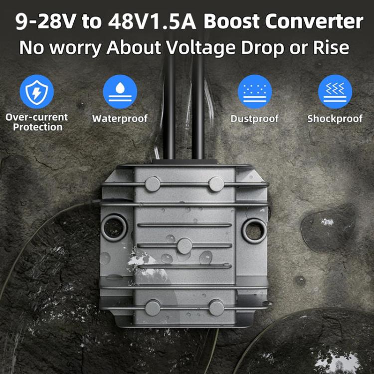 Voltage booster converter module with screw terminal ports and protective casing