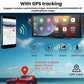 Dashcam with GPS tracking icons and dashboard screen plus phone map