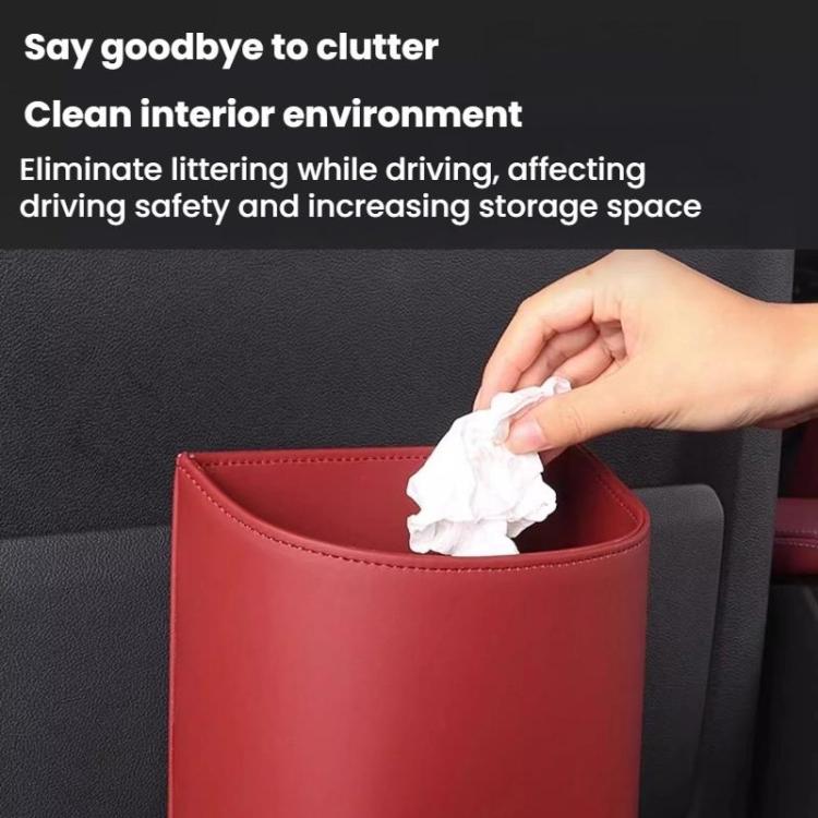 Hanging Leather Car Trash Can Multifunctional Storage Box