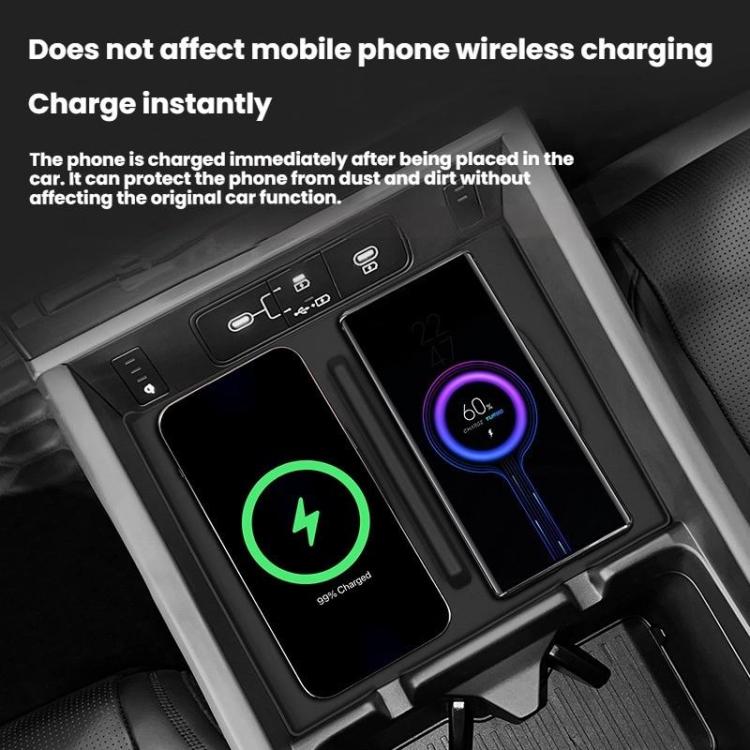 Black silicone charging mat with cutouts for wireless phone charging