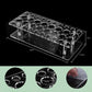 Clear 36-hole acrylic lipstick stand with round openings; size measurements shown.