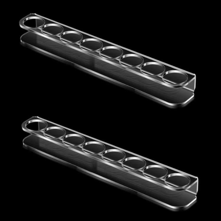 Set of two acrylic bottle stand racks with eight circular holes each