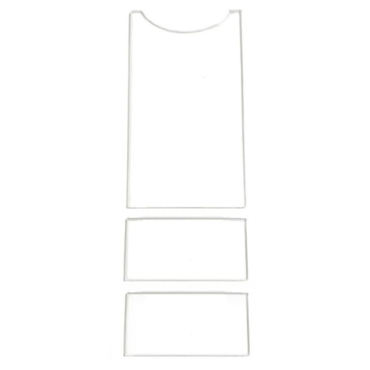 Set of transparent acrylic wall gasket panels: 1 tall piece and 2 small rectangles.