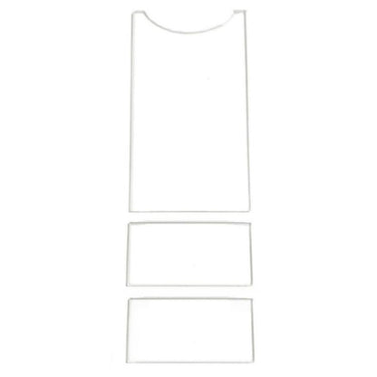 Set of transparent acrylic wall gasket panels: 1 tall piece and 2 small rectangles.