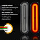 LED tail light with illuminated red vertical light guide in oval black housing
