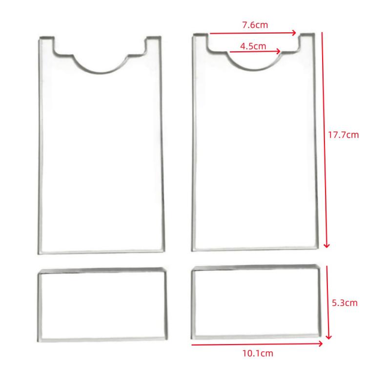 Acrylic sofa mattress baffle gasket with size markings, white cutout with curved top