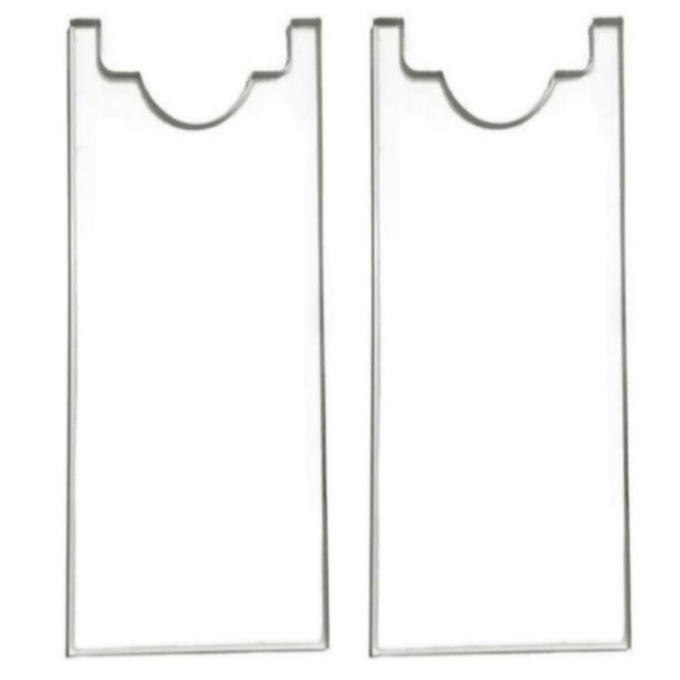 Acrylic sofa mattress baffle gasket, two white cutout pieces with semicircle top notch