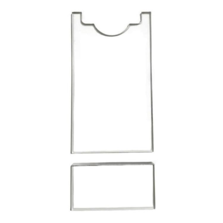 Acrylic sofa mattress baffle gasket, one tall white piece with curved top and one bar