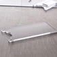 Clear acrylic sofa leg floor gasket with curved notch over smooth floor surface