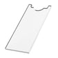 Clear acrylic sofa leg floor gasket with curved top notch, angled view