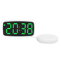 White LED alarm clock with green light time display and round vibration base.